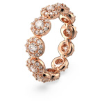 Una ring Round cut, Pavé, White, Rose gold-tone plated